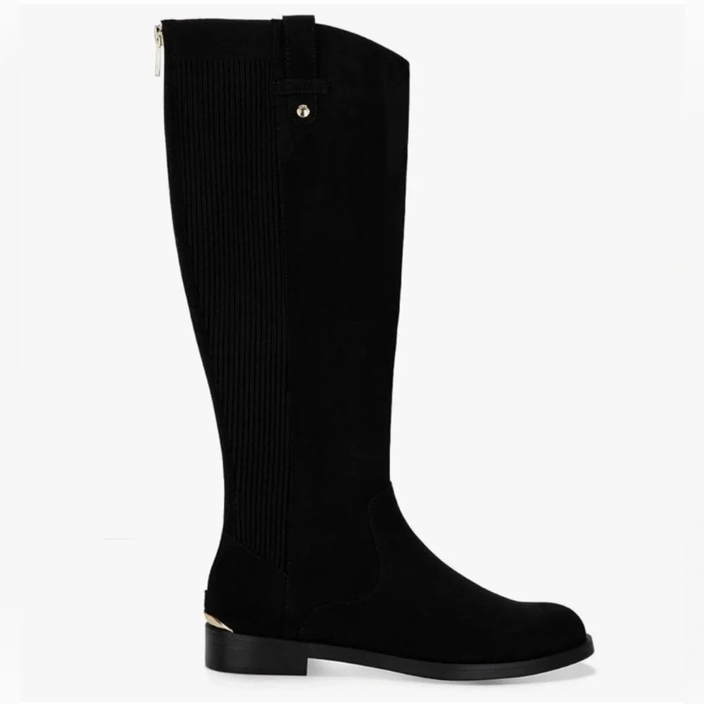 Kenneth Cole Wind Stretch Riding‎ Boots Black Suede Size 5 Classic Tall Boot